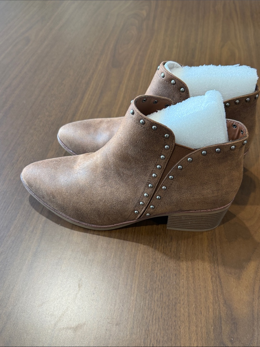 MIA brown Pointed Toe Studded Ankle Booties - Picture 5 of 7